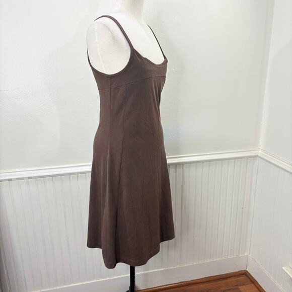 Patagonia Size M Vitaliti Dress Organic Cotton Blend Brown Built-In Bra Stretch - Picture 2 of 10